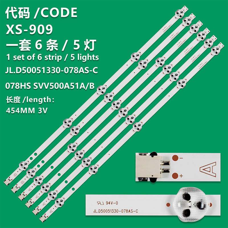 XS-909   6pcs LED Strip for D50F289M4CW JVC LT-50C750 50HB6T72U P50D300FP VES500UNDA-2D-N11 VES500UNDC-2D-N12 JL.D50051330-078AS-C 078HS