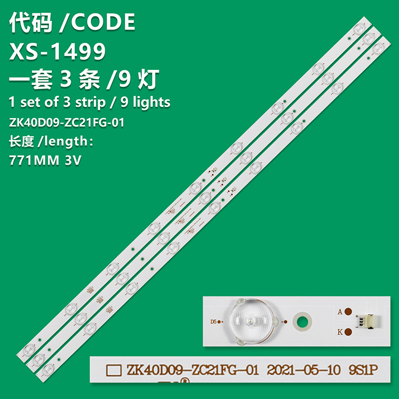 XS-1499 New LCD TV Backlight Strip ZK40D09-ZC21FG-01 303ZK400031 6501L77100000 For LCD TV