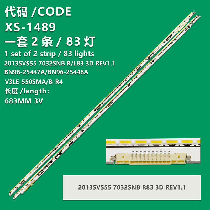 XS-1489 New LCD TV Backlight Strip V3LE-550SMB-R4 BN96-25448A  For Samsung UA55F8000XXR/Samsung UA55F8000AJXXR