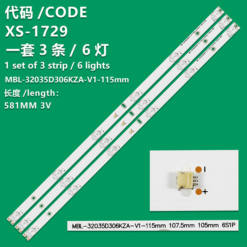 XS-1729 New LCD TV Backlight Strip MBL-32035D306KZA-V1-115MM, KZ-320-306-pitch 110mm  For   DEXP 32A3300  DNS H32A30 Supra STV-LC32T740WL, STV-LC32ST880WL