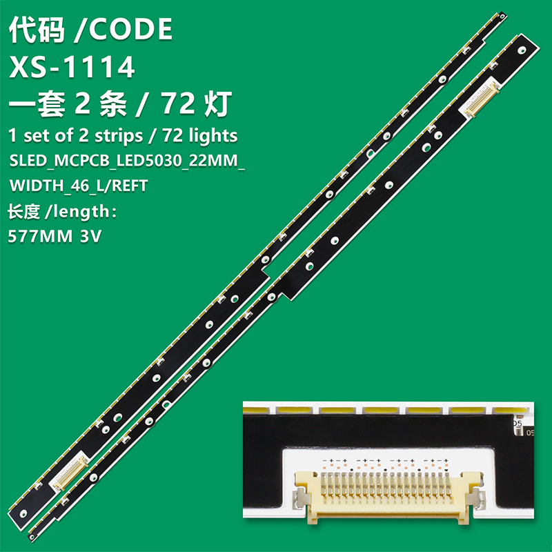 XS-1114  2pcs LED UA46D7000 UA46D8000 LTJ460HQ01V LTJ460HQ02V LTJ460HQ01-B SLED_MCPCB_LED5030_22MM_WIDTH_46_LEFT RIGHT BN96-30075A 30074A