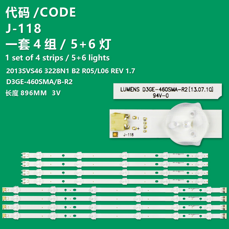 J-118 New LCD TV Backlight Strip  2013SVS46_3228N1_B2_L06_REV1.0_130503 For Samsung UE46H5373AS, UE46H5373SS, UE46H6203AK, UE46H6204AK