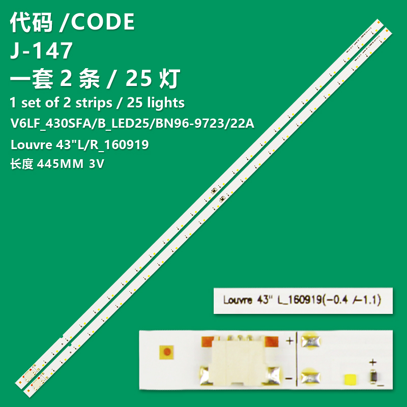 J-147 New LCD TV Backlight Strip V6LF_430SFA 430SFB_LED25 BN96-39723A 39722A For Samsung UN43K5100 UE43K5100AK