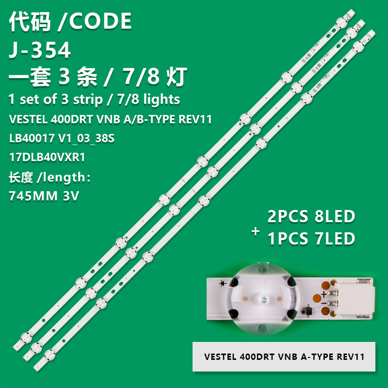 J-354 New LCD TV Backlight Strip Vestel 400Drt Vnb A-Type Rev11 Vestel 400Drt Vnb B-Type Rev11 30089018, 30089019 For TV