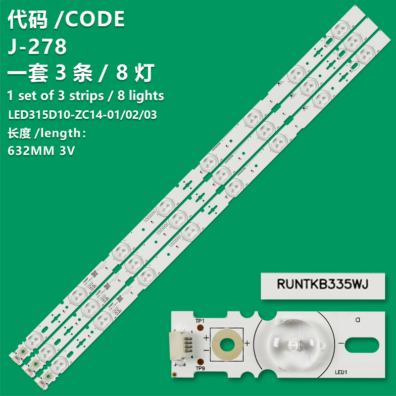 J-278 Kit/3pcs LED Strips For RUNTKB335WJ RUNTKB336WJ LCD-32LX150A LCD-32NX155A