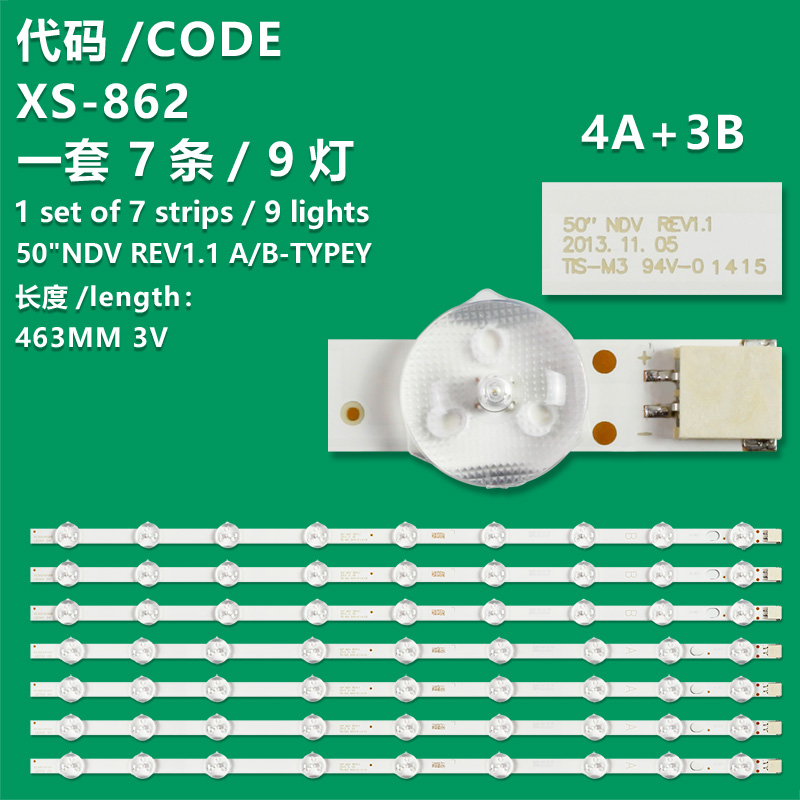 XS-862 New LCD TV Backlight Strip 50"NDV REV1.1 A-TYPEY /50"NDV REV1.1 B-TYPEY For Panasonic Viera TX-50A300B  Hitachi  50HYT62U