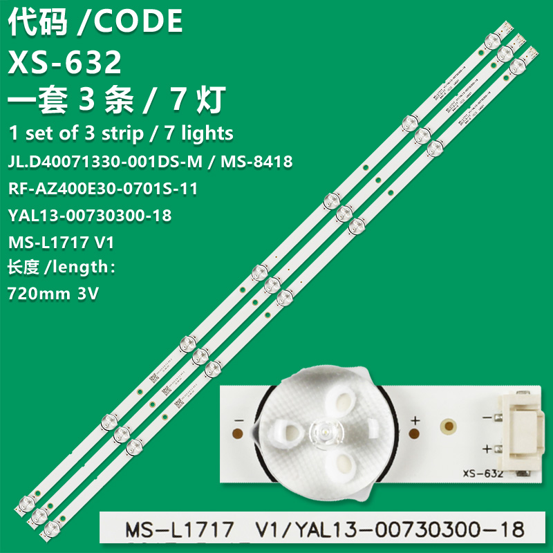 XS-632   Kit/3pcs LED Strips For JL.D40071330-001DS-M 40L3750VM 40L48504B 40L48804M